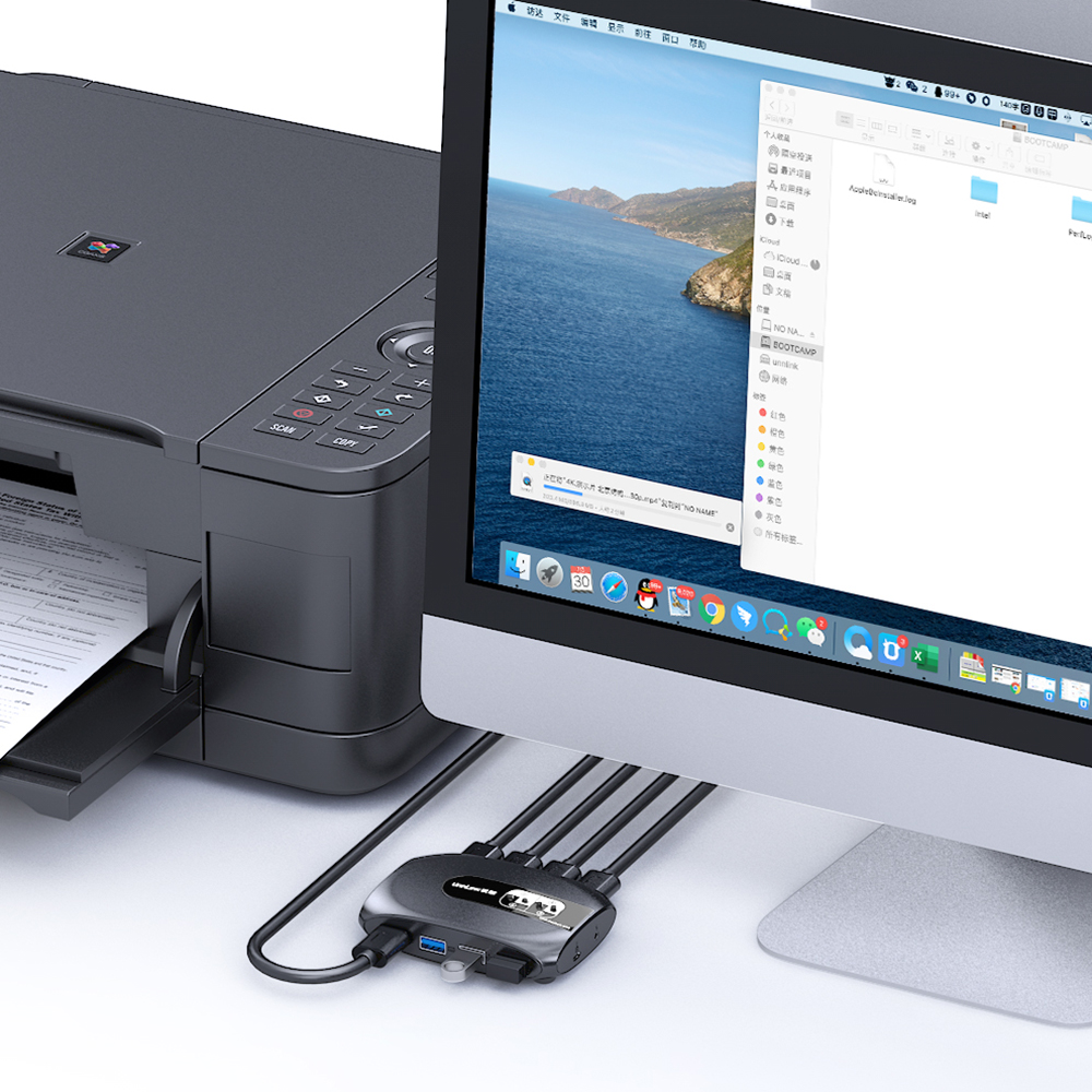 Unnlink KVM Switch USB 3.0 Switcher With Extender 4 PCs Computers Sharing 4 USB Devices for Keyboard Mouse Printer U Disk