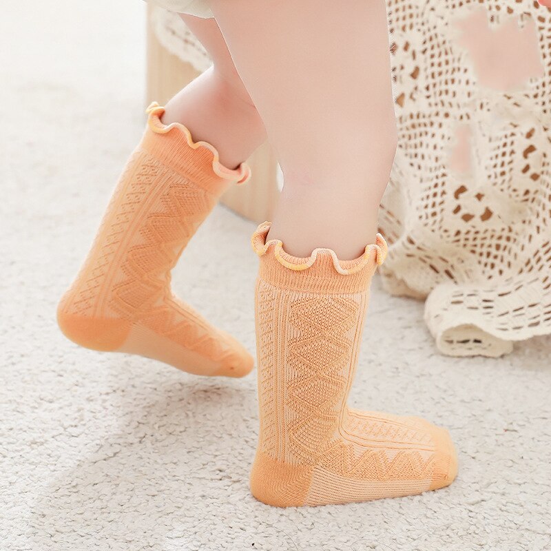 Herbst Winter Warme Baby Socken Nette Einfarbig Lang Säuglings Kleinkind Rüsche Socken Weiche Baumwolle Elastische freundlicher Mädchen Junge Boden socken