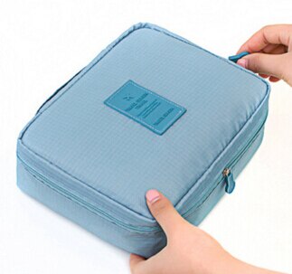 FLYING BIRDS Cosmetic case Makeup bag wash bag Women portable Bag toiletry Storage waterproof Travel Bags LS8973 LM4092fb: light blue