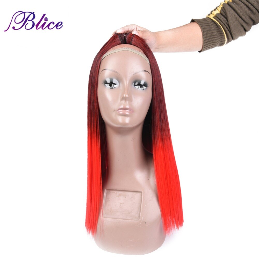 Blice Synthetische Haar Weben 18 zoll Mix # 1B/Rot Yaki Gerade Doppel Lange Schuss Nähen in Haar Extensions 100G/Stück 3 teile/los
