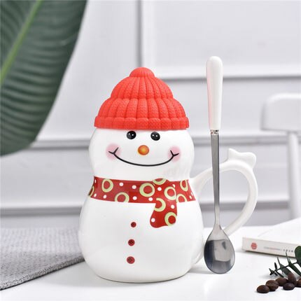 Christmas Ceramic Coffee Mug 3D Snowman Cartoon Milk Breakfast Cup Christmas: E 620ML