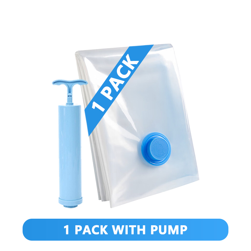 Sacchetto sottovuoto per vestiti, sacchetto sottovuoto con pompa, elementi essenziali per il viaggio, sacchetti salvaspazio per trapani, coperte, organizer per riporre oggetti: L / Blu