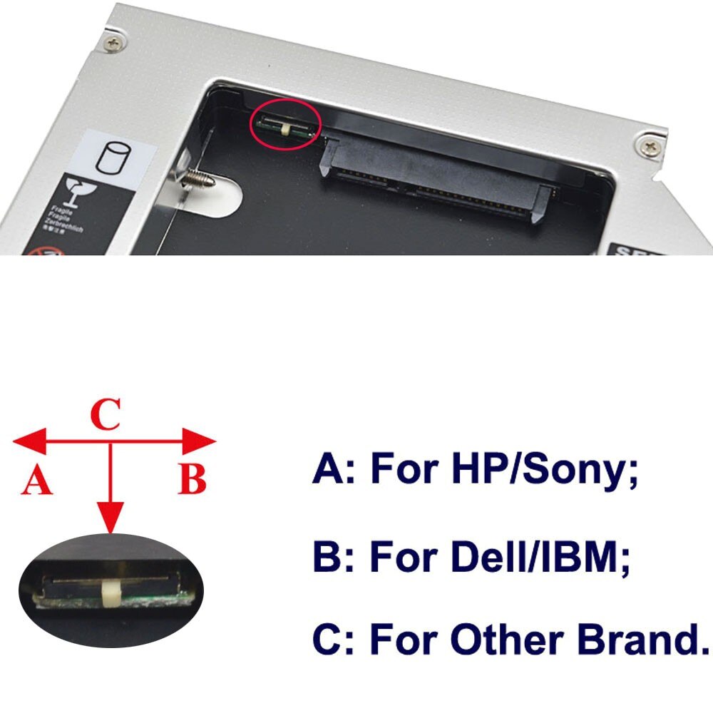 Aluminum Universal 2nd HDD Caddy 12.7mm for 2.5 Inch SATA III SSD Case HDD Enclosure for Laptop CD-ROM DVD-ROM