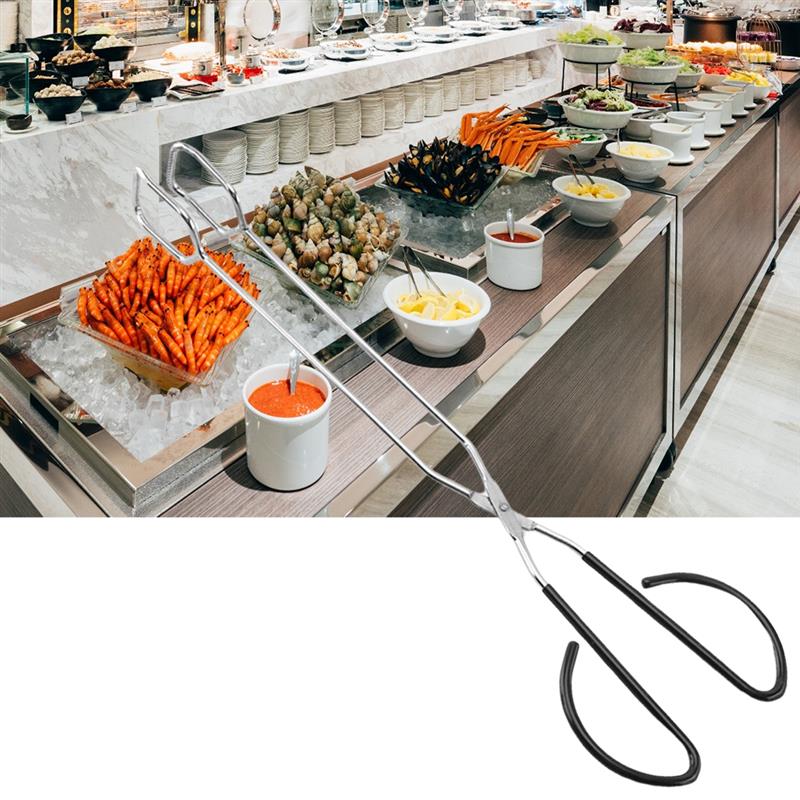 Stainless Steel Scissor Barbecue Tongs Outdoor Park Picnic BBQ Food Baking Bread Clamp Barbecue Tool Grilling Tong