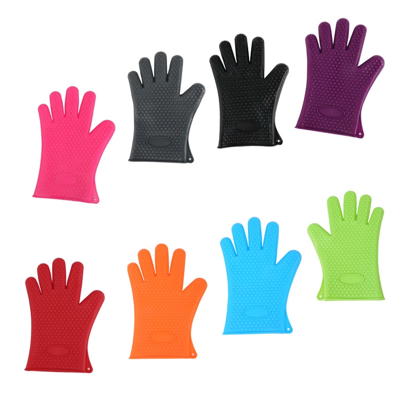 Bbq Siliconen Ovenwant Antislip Oven Handschoenen Hittebestendige Handschoenen Volledige Vinger Hand Pols Bescherming 1 Paar