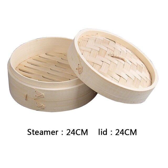 Kitchen Bamboo Steamer Fish Rice Vegetable Snack Basket Set Cooking Tools Handmade Bamboo Steamer To Send Steamer Cloth: 24cm