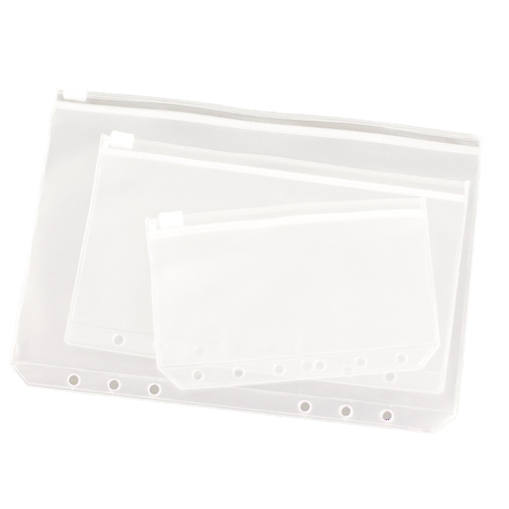 A5/A6/A7 PVC Transparante Zip Lock Envelop Bindmiddel Pocket Refill Organizer Briefpapier voor 6 Gaten #280154