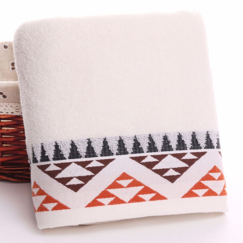 Geometric Soft Print Towel Set 100% Cotton 70*140cm For Adult Face Towel Large Bath Spa Sport Towel Home 3 Pcs Serviette De Bain: White / 2pcs Towel Set