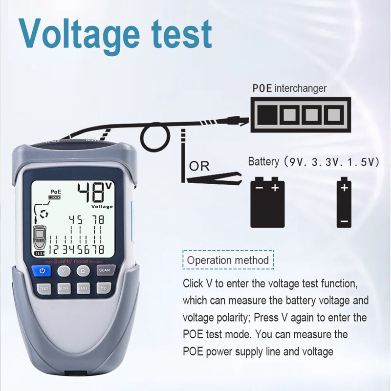 Tester per cavi di rete multifunzione portatile Display LCD Display a filo digitale tracker tensione polarità Test POE