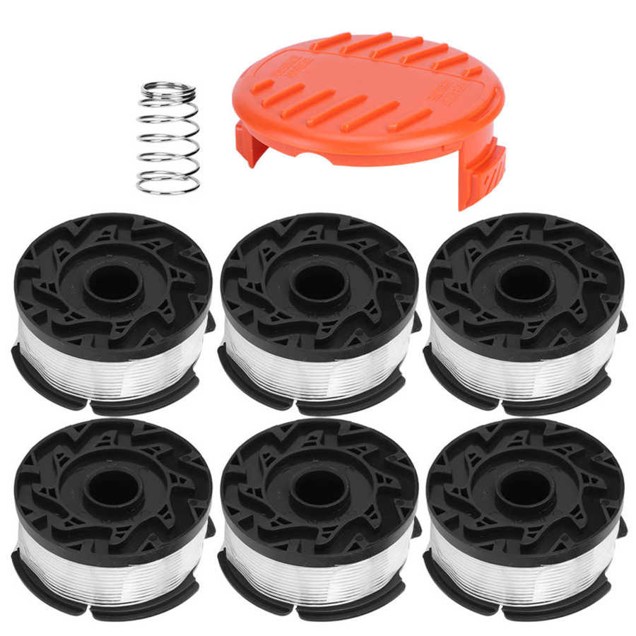 6Pcs Lawn Mower Spool with Cover Replacement Accessories Parts Fit for BLACK+DECKER AF100