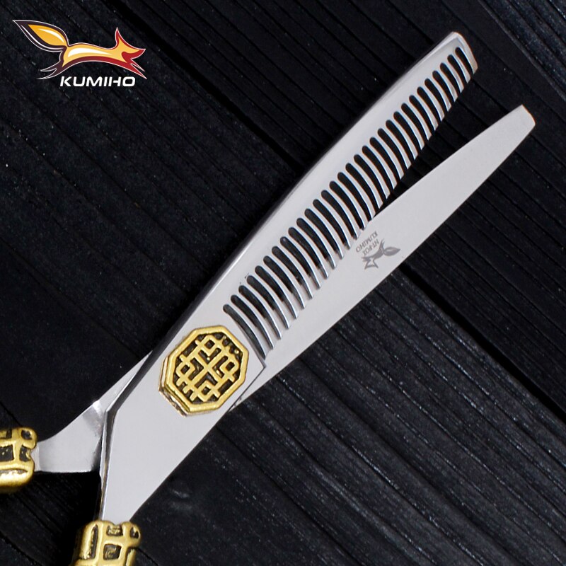 Kumino 6 "frisørsaks barberværktøj fladskære saks og tyndere saks sæt japan 440c rustfrit