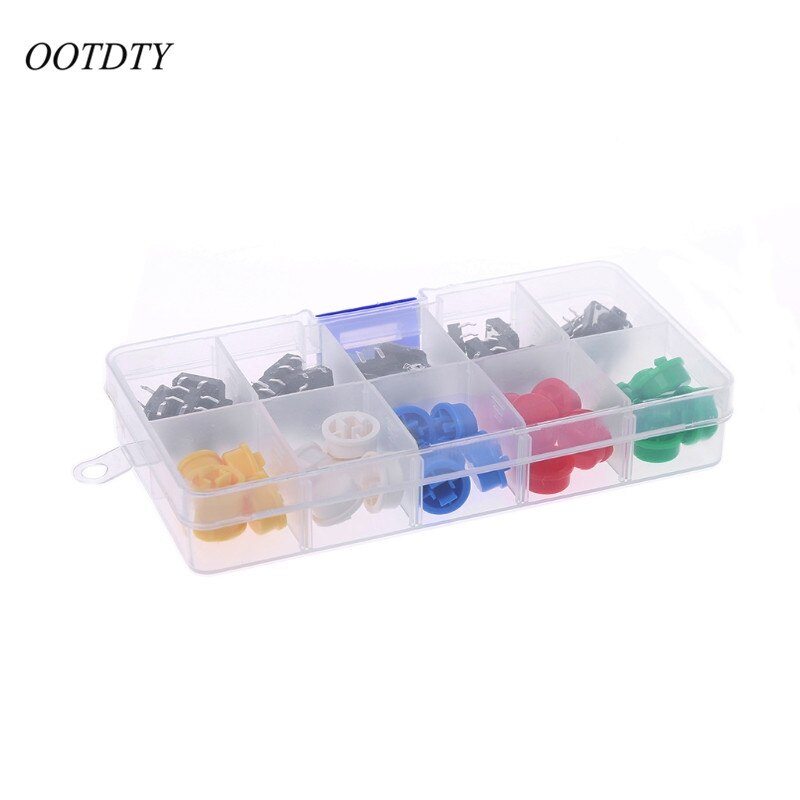 OOTDTY 25 stks 12x12x7.3mm Momentary Tactile Push Button Touch Micro Switch 4 p PCB w /Cap