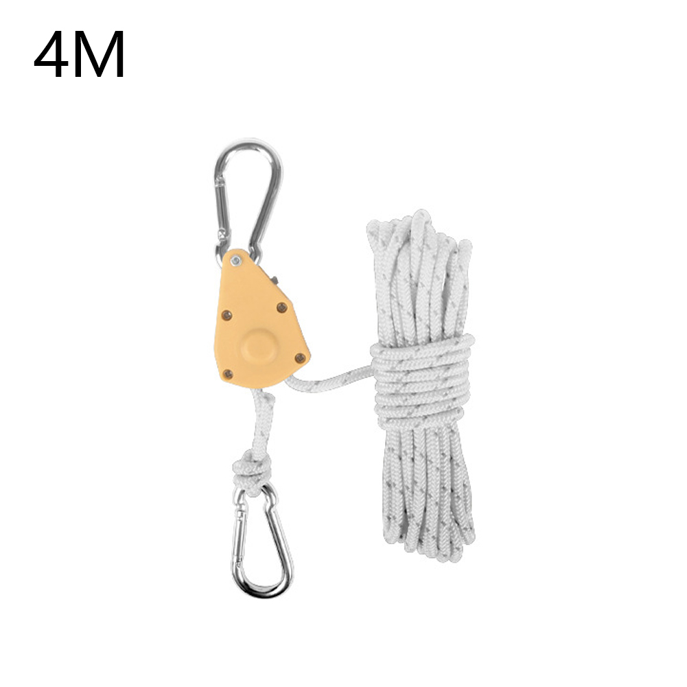 1pc 4M Camping Rope Quick Setup Outdoor Guy Lines Adjustable Tent Tie Downs Rope Hanger For Canopy Kayak Canoe Grow Light: MULTI