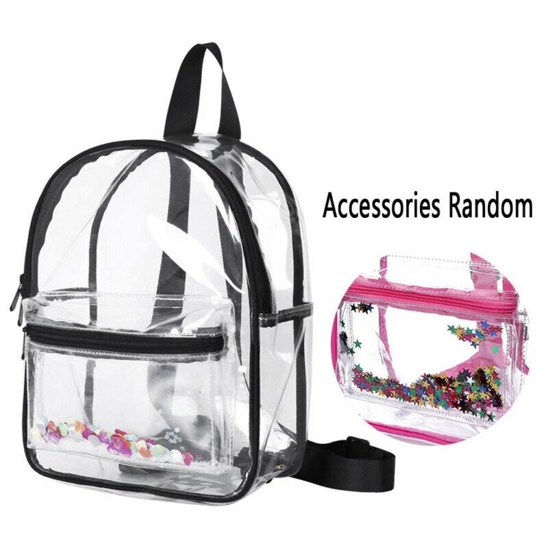 Large Clear Backpack PVC Plastic Heavy Duty Bag School Office Travel Security