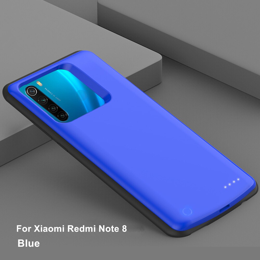 Araceli 6500 Mah For Xiaomi Redmi Note 8 Note 8 Pro Battery Case Smart Backup Charger Cover Power Bank Note 8 Pro Battery Case: Note 8 Blue