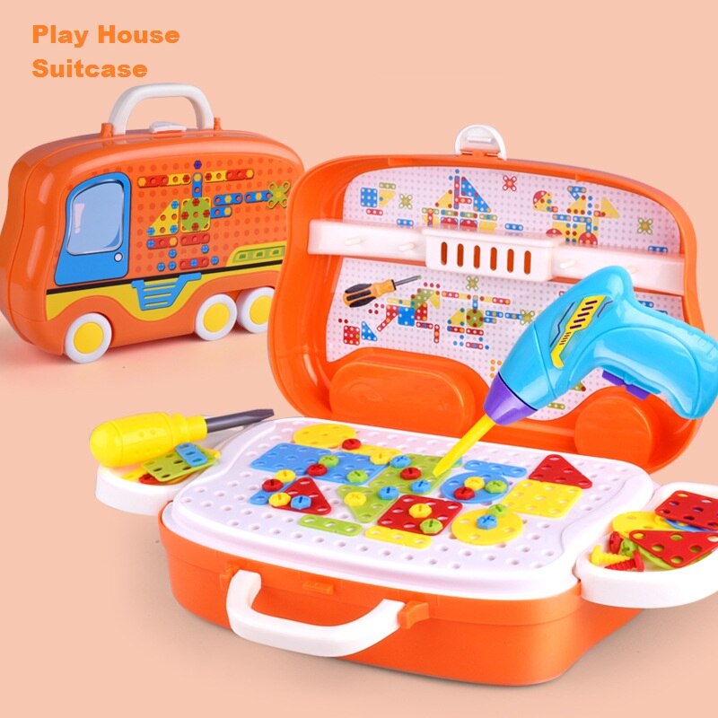 Children Early Educational Toys Play House Game Simulation Maintenance Tools Kids Hand Working Skills Exercise Draw-bar Box: Suitcase style