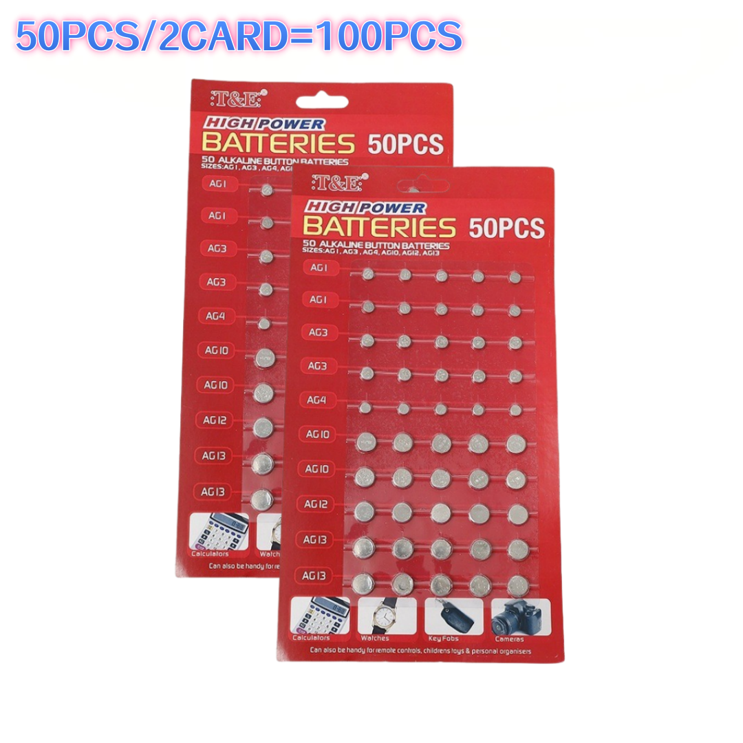 50 SZTUK 1,55 V AG13 pila LR44 L AG1 AG3 AG4 AG10 AG12 SR44 Baterie guzikowe A76 LR1154 GP7 Zegarek na monety Zabawki Zdalna bateria: czarny
