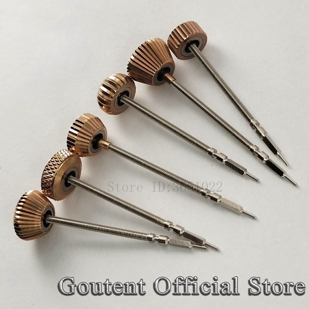 Goutent Rose Gold Steel Watch Crown With Stem Fit 6497/6498 Seagull ST3600/3620 Movement