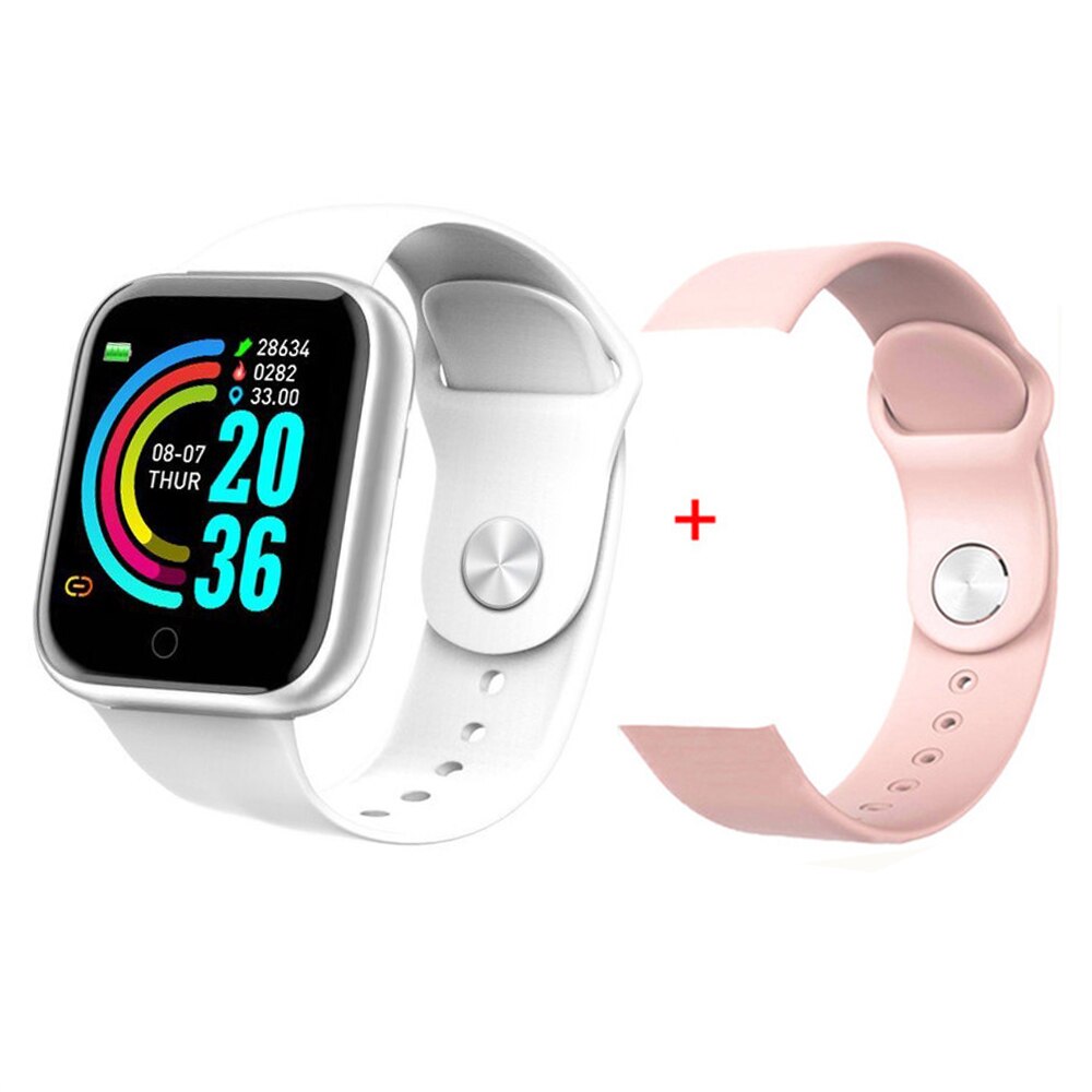 Reloj inteligente para VIP, reloj inteligente deportivo resistente al agua, con control del ritmo cardíaco y de la presión sanguínea: Y68-White Pink