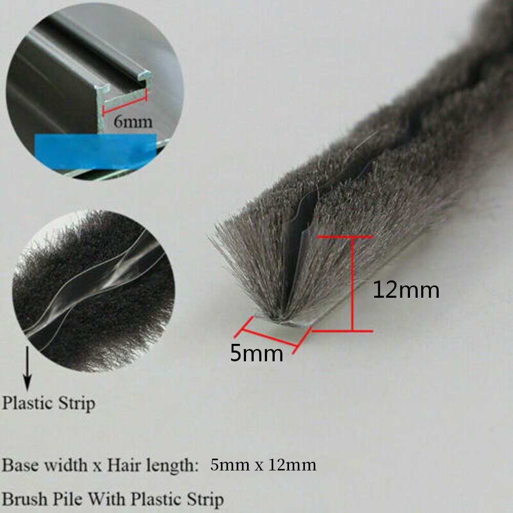 10M Hairy Seal Brush Pile Window Sliding Door Weather Strip Draught Excluder Dustproof, Windproof, Soundproof, Insect Proof