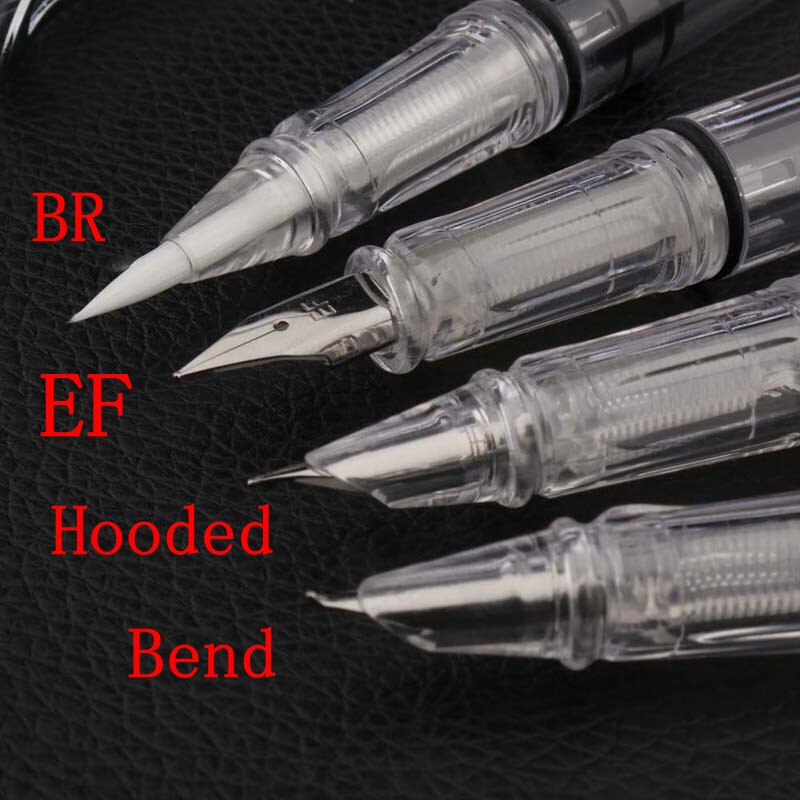 1 Pc Large Capacity Fountain Pen Office Plastic Piston Portable Transparent Soft Brush EF Hooded Bent Nib Ink Pen