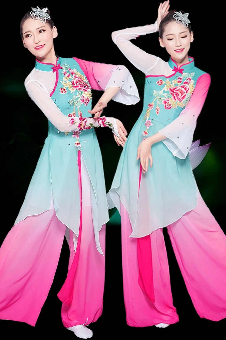 Hanfu classical dance costume female fan dance umbrella Yangko clothing national square dance