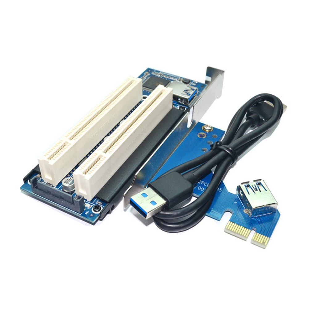 PCI-E To Dual PCI Riser Card Extender Desktop PCI Express Expansion Adapter For PC Computer Windows XP LINUX Vista