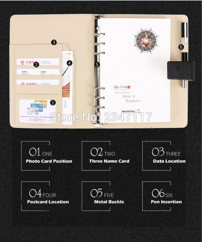 Leather Surface A5 Notebook Manager Program Free Postage Efficiency Manual Sheet Loose Leaf Mutifunction Business Book