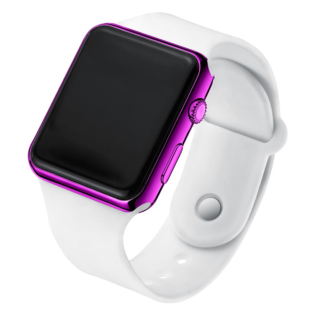 LED Digital Watch Men Reloj hombre Electronic Casual Watch for men Silicone Male watch Montre homme Simple Men Watch: White Purple
