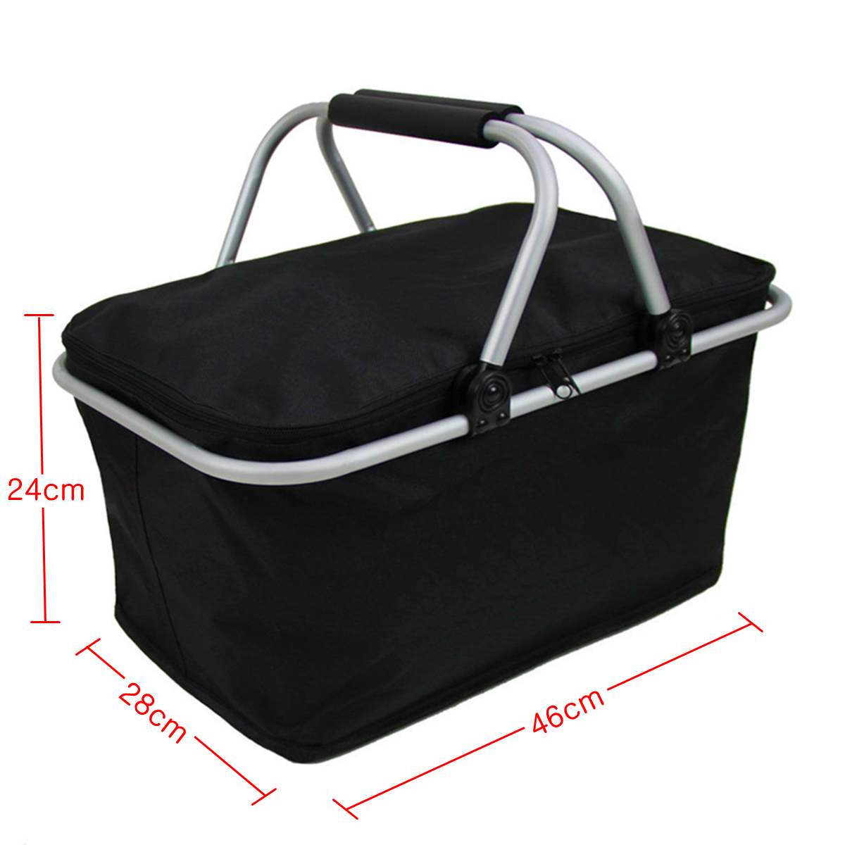 30L Picnic Basket Picnic Bag Insulated Heat Cooler Strong Aluminum Frame Waterproof Lining and Collapsible For Camping Picnic