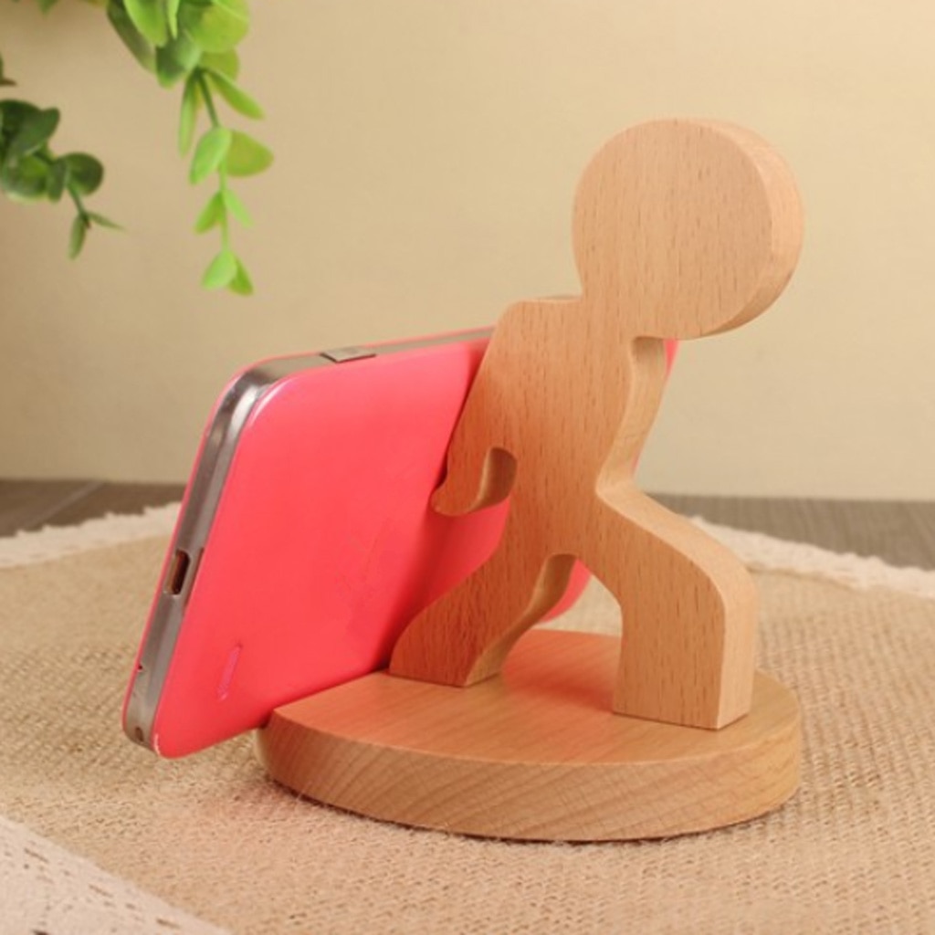 Massief Houten Dier Mobiele Telefoon Houder Auto Thuis Mount Cradle Desk Stand Voor Mobiele Mobiele Telefoon Laptop, schakelaar/Herten/Hond/Jongen/Olifant