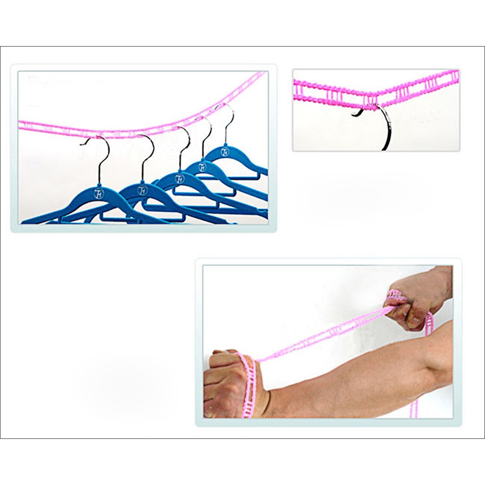 3 pc Outdoor 5m Length Nylon Non-slip Drying Clothes Hangers Rope Clothesline Washing Line With Metal Hook Laundry Storage Racks