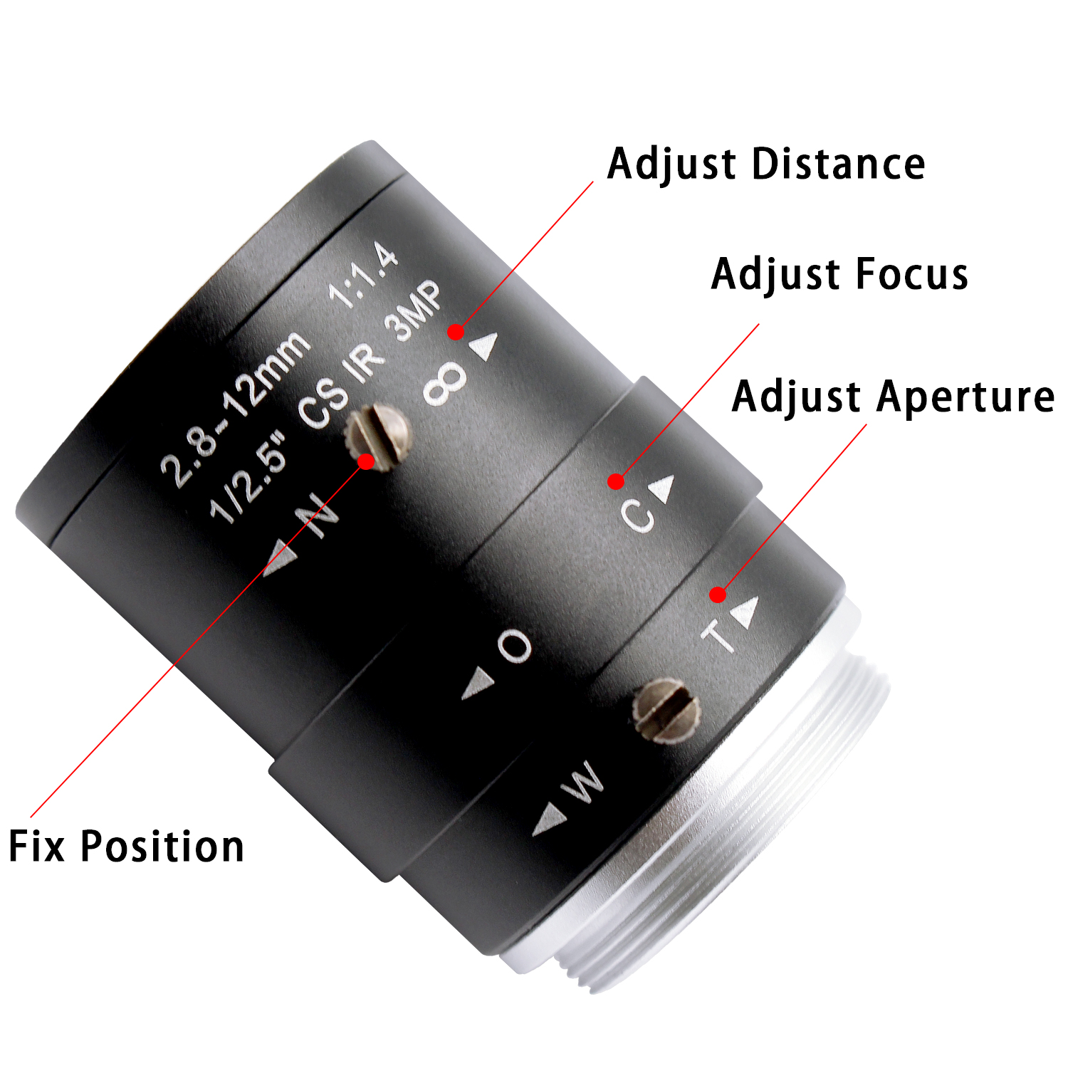 ELP 8MP High Resolution 3.6-10mm Zoom Lens with C/CS Mount 1/1.8" F1.4 Manual Focus 3X Zoom Lens for ELP USB Cameras: 1/4"