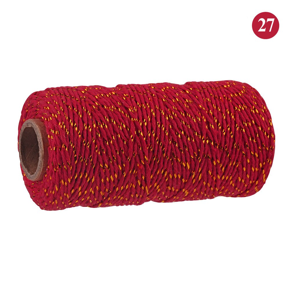 Hilo de algodón colorido para manualidades, hilo de macramé, para envolver , decoración de boda, 100 m/rollo: Gold Red