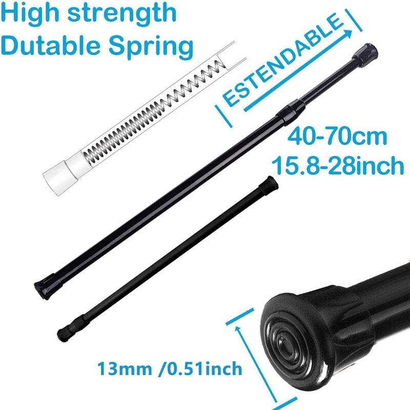 3PCS Spring Curtain Rods 16 to 28 Inch Tension Rod Spring Curtain Rod Adjustable Curtain Rod Expandable Curtain Rod