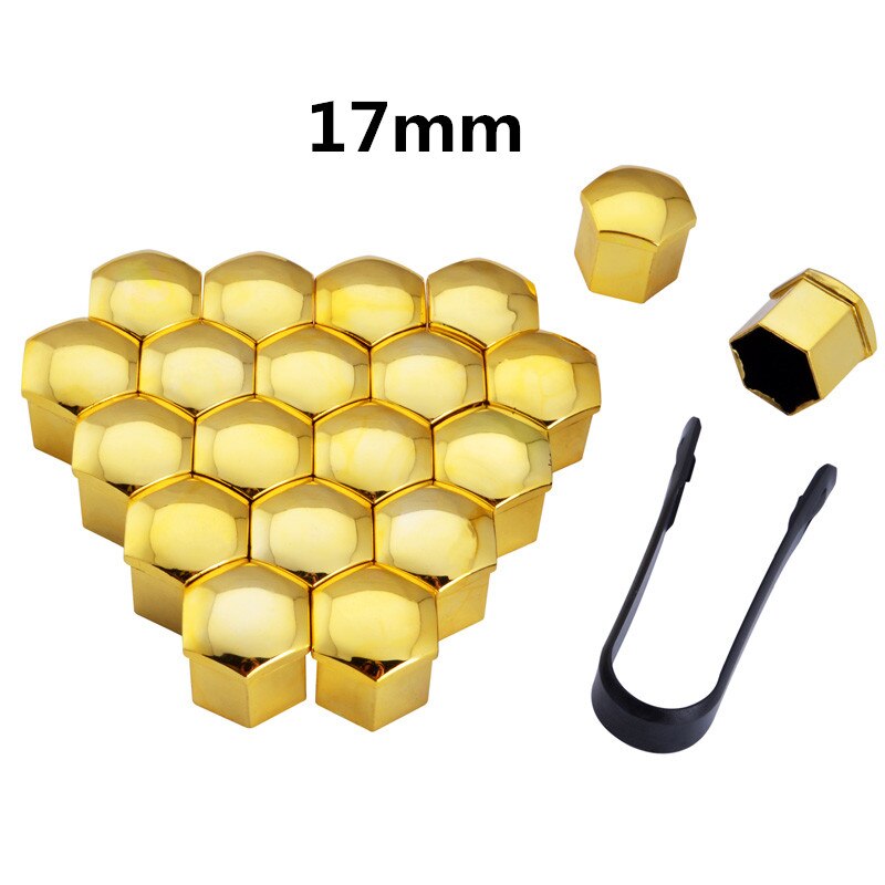 Car Wheel Nut Cap tire Hub Screw Cover 17/19/21 Bolt Protector for Ford C-MAX Flex B-MAX Atlas Five FG F-350 F-250 E-Series: gold-17mm