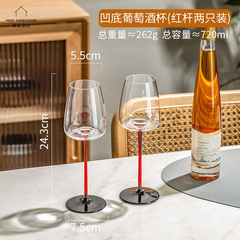 Copas de vino de cristal de alta gama, copa de champán, whisky, cerveza, vasos para beber, boda, Boba, Bar, , hogar: Red 2 pcs 360ml