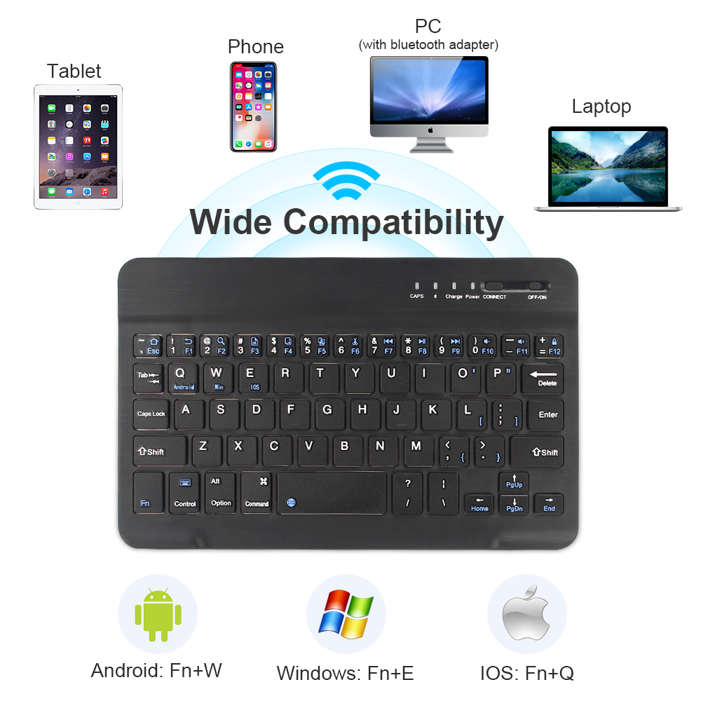 Mini Wireless Keyboard Bluetooth Keyboard For iPad Phone Tablet Rubber Keycaps Rechargeable keyboard For IOS Android Windows