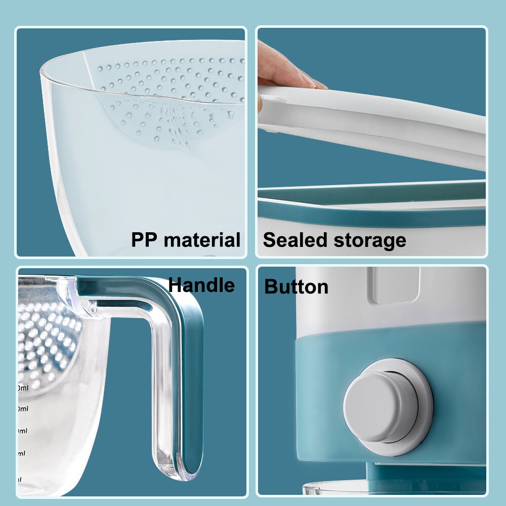 Automatic Cereal Dispenser Wall Grain Dispenser Cereal Dispenser Container Measuring Cup Food Tank Rices Container Organizer