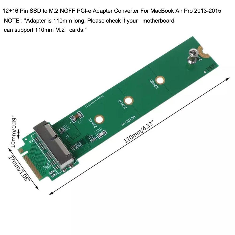 Voor Macbook Air Pro 12 + 16 Pins Ssd Naar M.2 Key M (Ngff) Pci-e Adapter Converter Kaart Voor Pc Computer Accessoires