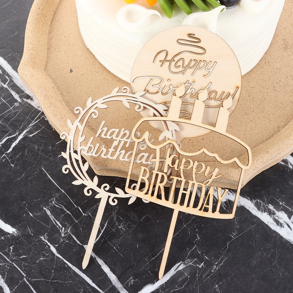 Puinen kakku silinteri hyvää syntymäpäivää vintage kakku koristeet suosii tarvikkeet maalaismainen häät kihlautumiskakku työkaluja