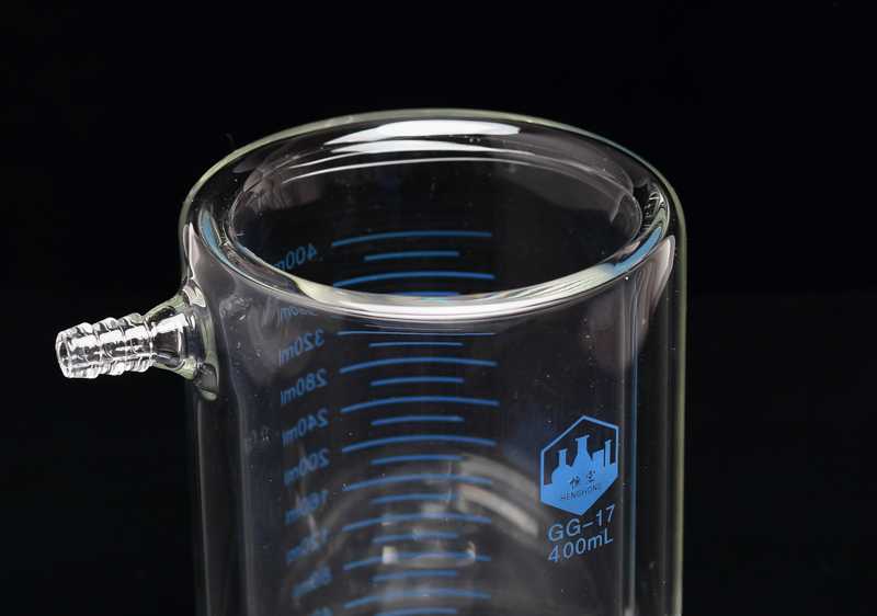 Double-layer beaker 400ml glass jacketed beaker photocatalytic reactor high borosilicate glass