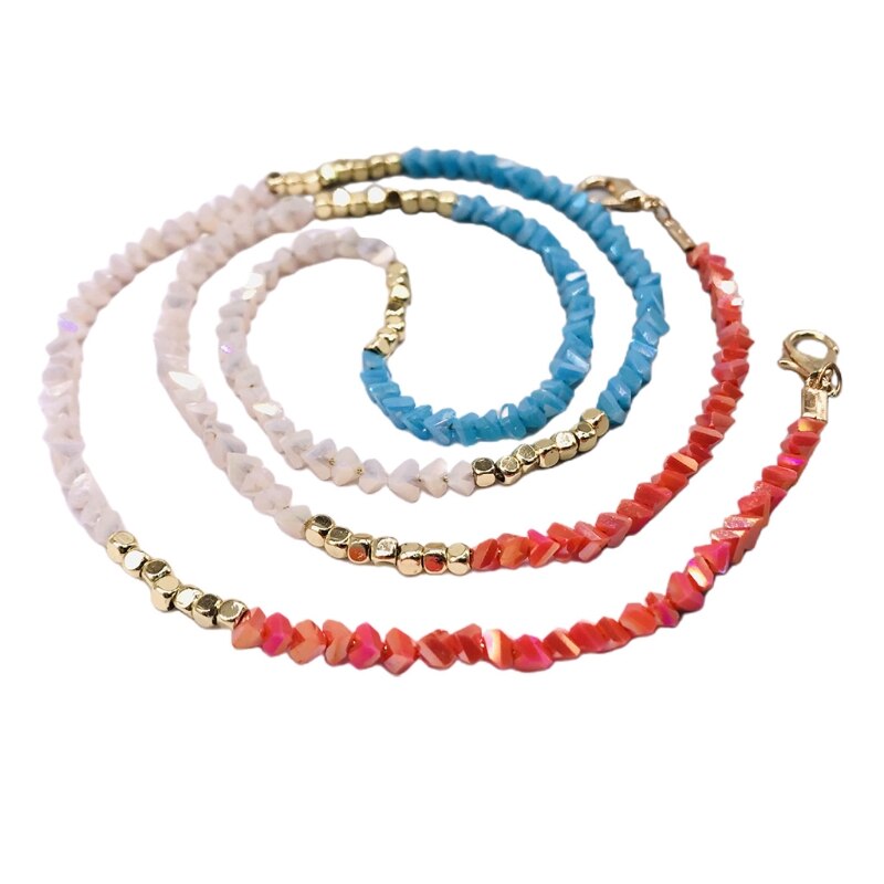 Ręcznie pleciony imitacja kryształu maska łańcuszek smycz okularowy anty-zgubiony uchwyt biżuteria naszyjnik z koralików pasek smycz: C