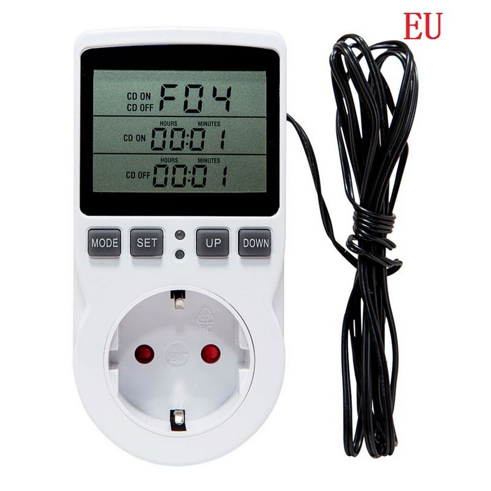 Termostato inteligente Salida de enchufe controlador de temperatura con temporizador interruptor sonda del Sensor Control Digital de enfriamiento de calefacción 110V 220V: EU