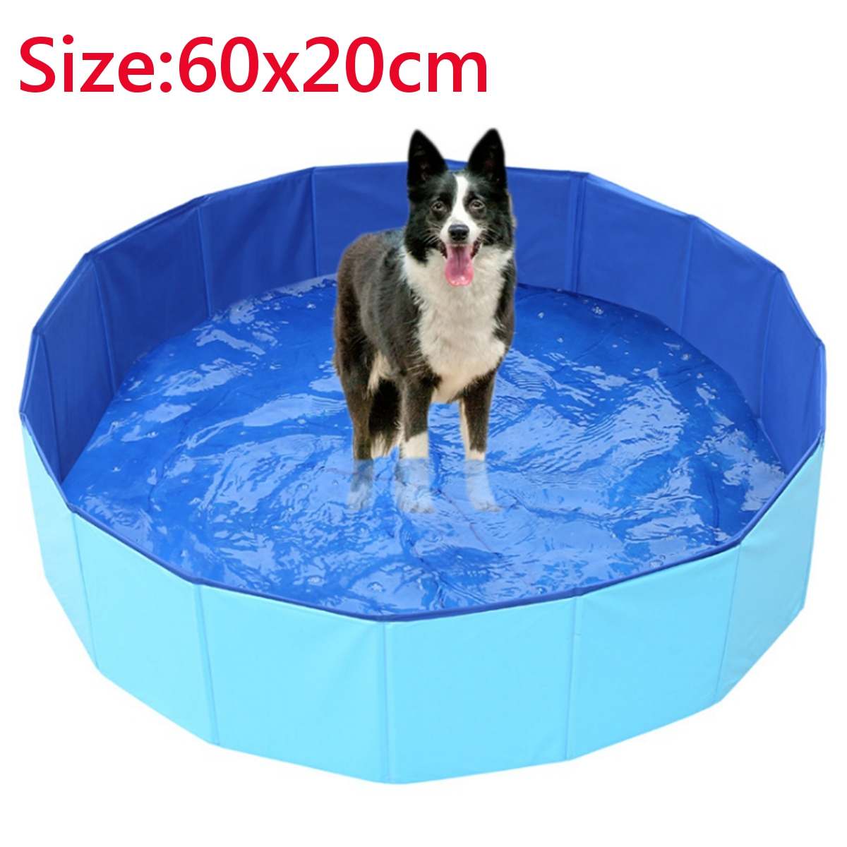 PVC Foldable Pet Dog Cat Swimming Pool PVC Washing Pond Dog Tub Bed Large Small Dog Swimming House Bed Summer Pool: 60x20cm Blue