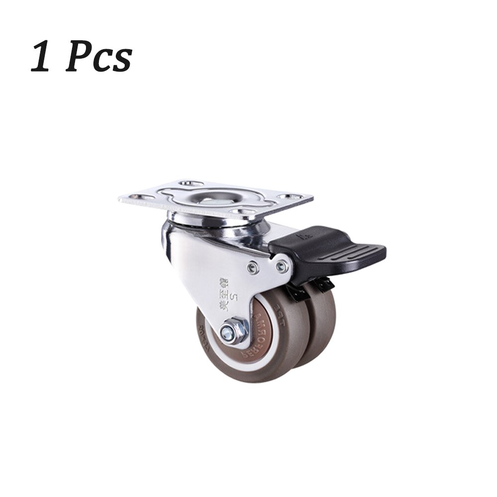 1.5/2 inch 360 Degree Swivel Caster Wheels Heavy Duty Caster Wheels With Double Wheels No Noise Wheels For Carts Workbench: 1.5 Inch / 1 Pcs with brake