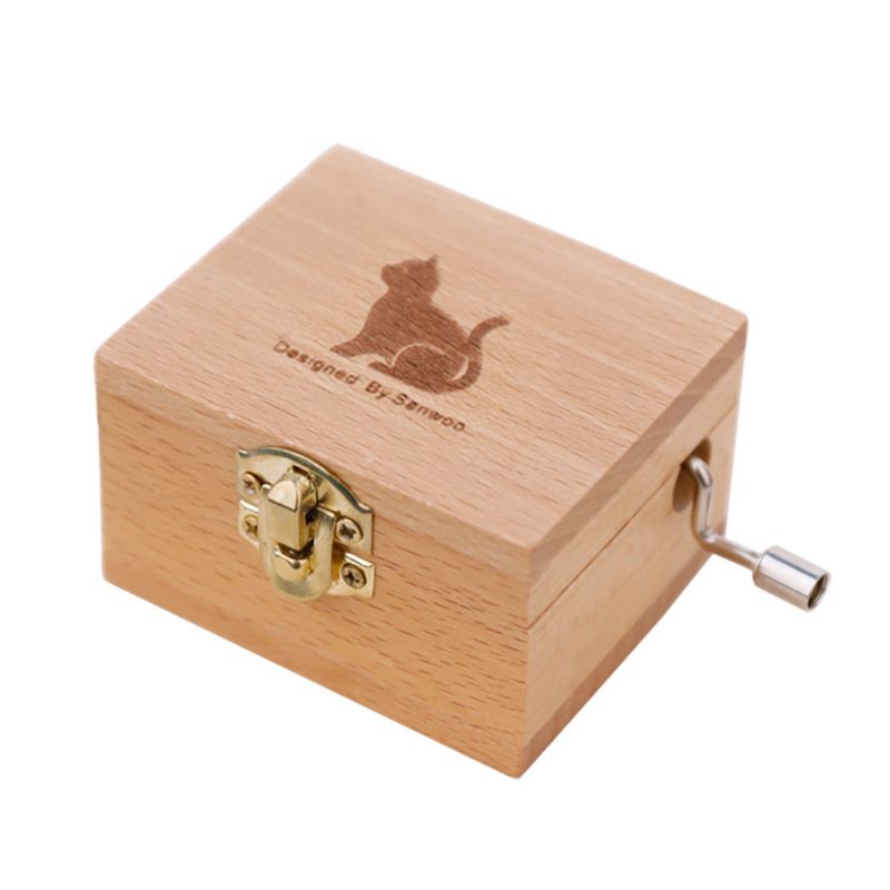 Wooden Music Box Multiple Music Random Engraved Musical Case Toys Kids 634F: Cat