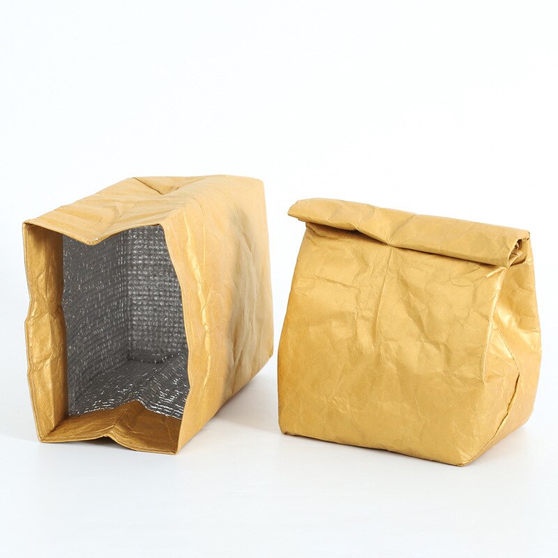 Sacs à Lunch en papier marron réutilisables, boîte à Lunch isolée, Film d'aluminium DuPont, sac de glace pour pique-nique, étanche