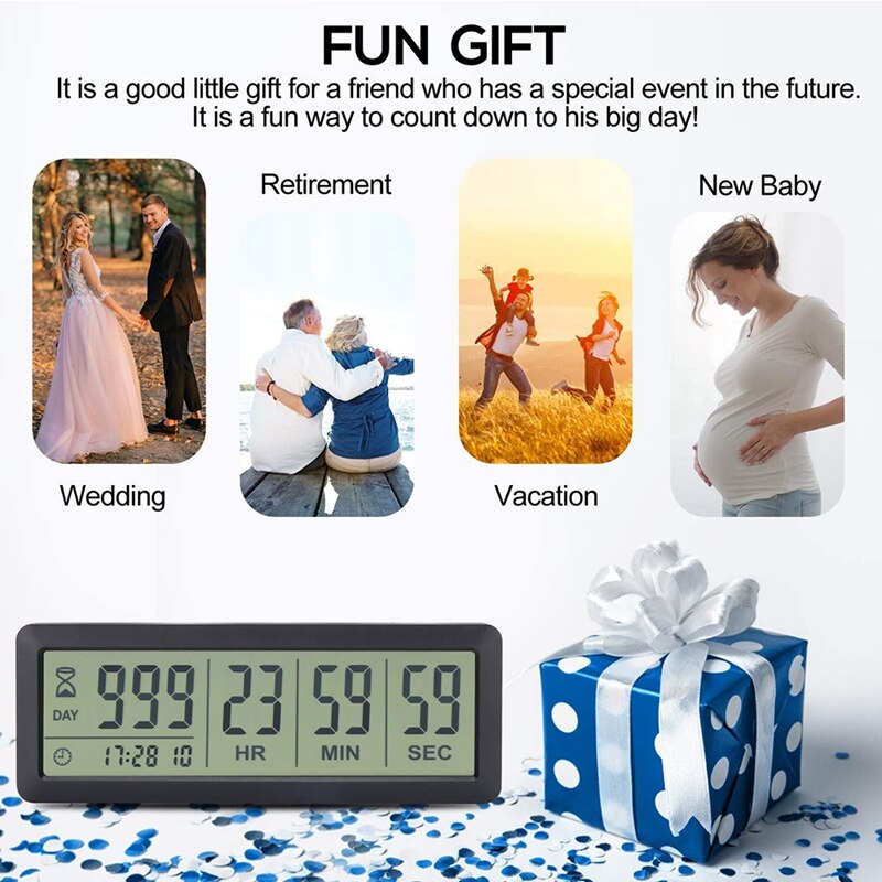 Best Big Digital Countdown Days Timer Clock - 999 Days Count Down Clock Timer for Graduation Lab Kitchen