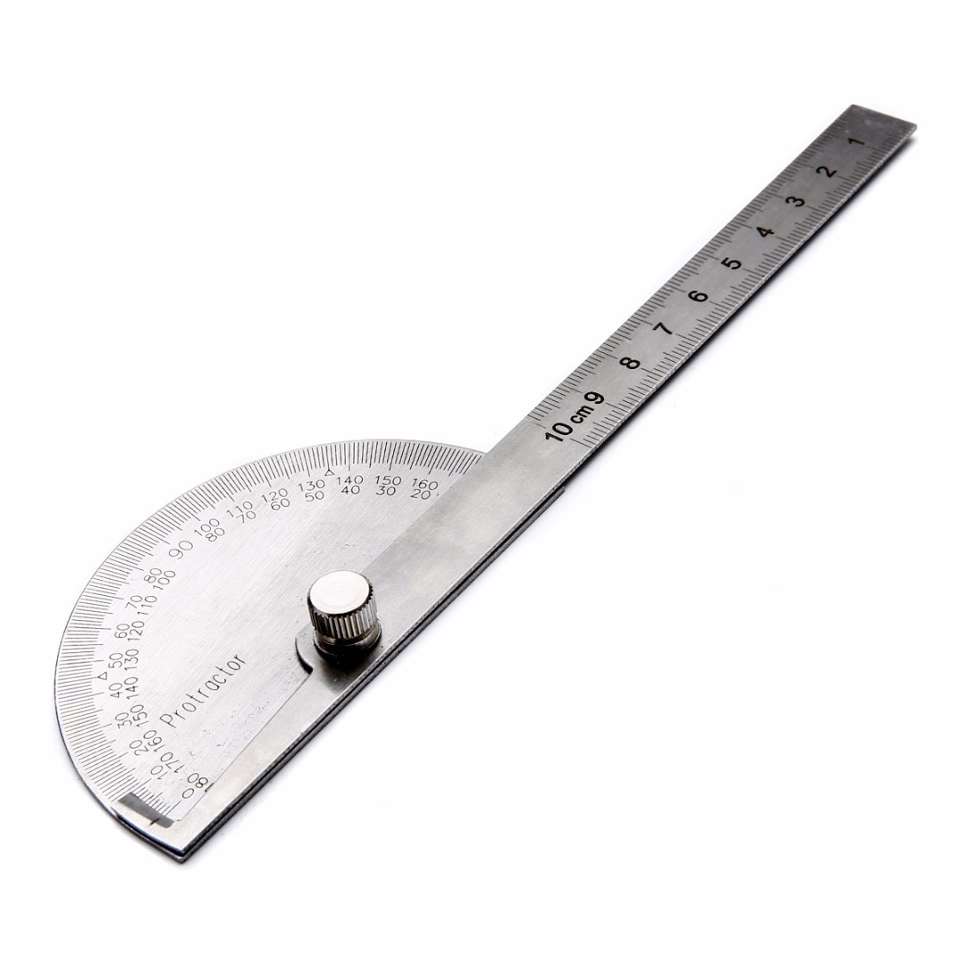 1pc 180 Degree Adjustable Protractor Angle Finder Angle Ruler Round Head Rotary Stainless Steel Measuring Tool for Woodworking